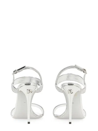 Dolce & Gabbana Embellished Satin Keira Mini Sandals With 10.5 Cm Heel Height In Silver