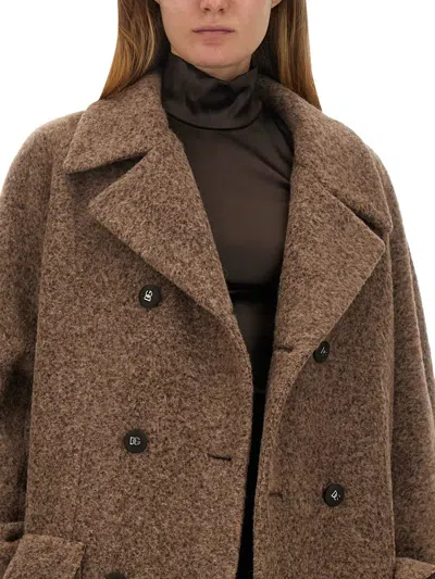 Dolce & Gabbana Notched-lapels Button-down Coat In Cream