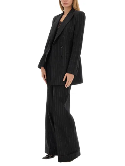 Dolce & Gabbana Flared Wool Pants In Multicolor