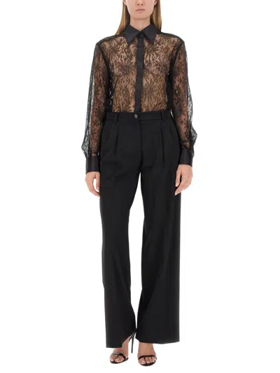 Dolce & Gabbana Flared Wool Pants In Black