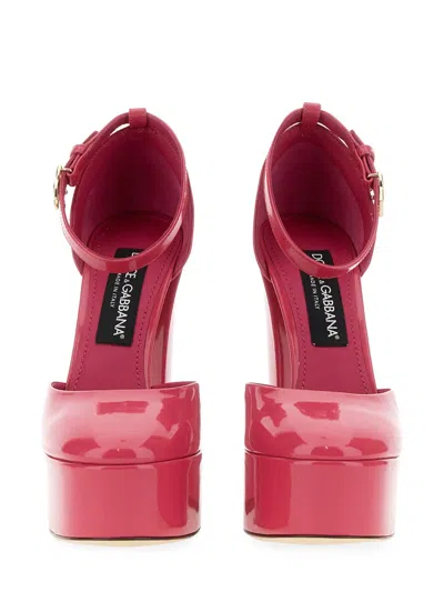 Shop Dolce & Gabbana Women Glossy Leather Platform Pumps In Pink