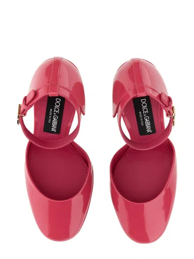 Dolce & Gabbana Capri 145 Platform Pumps In Polished Leather In Pink