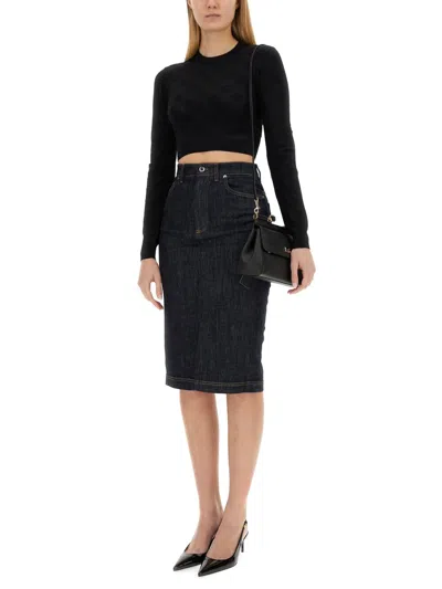 Dolce & Gabbana Viscose Mesh Top With All-over Dg Logo In Black