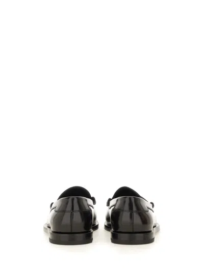 Dolce & Gabbana Dg Medallion Leather Classic Loafers In Black