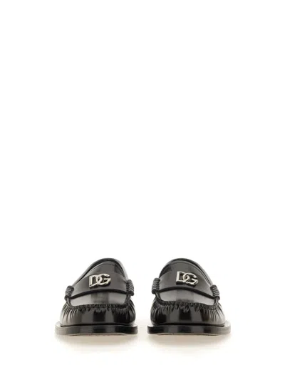 Dolce & Gabbana Dg Medallion Leather Classic Loafers In Black