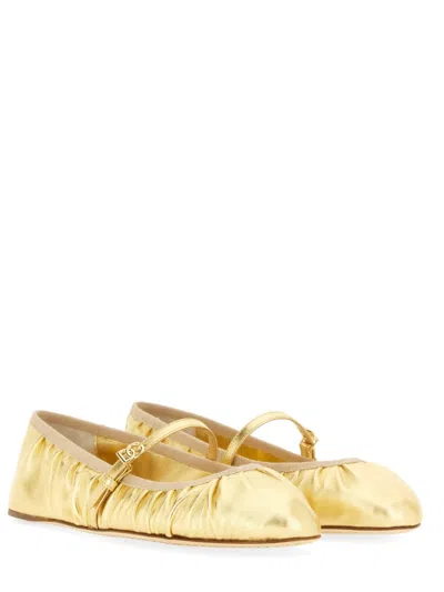 Dolce & Gabbana Nappa Mordore Ballet Flats In Gold