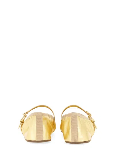 Dolce & Gabbana Nappa Mordore Ballet Flats In Gold
