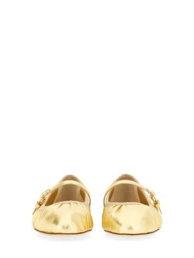 Dolce & Gabbana Nappa Mordore Ballet Flats In Gold