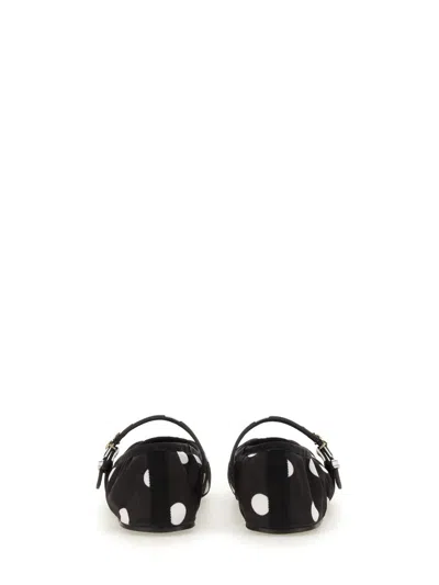 Dolce & Gabbana Odette Polka-dot Satin Ballet Flats In Black