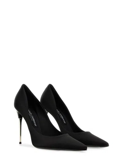Dolce & Gabbana Silk Satin Pointed Toe Pumps With Transparent Stiletto Heel In Black