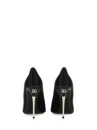 Dolce & Gabbana Silk Satin Pointed Toe Pumps With Transparent Stiletto Heel In Black