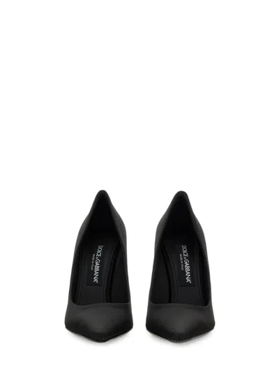 Dolce & Gabbana Silk Satin Pointed Toe Pumps With Transparent Stiletto Heel In Black