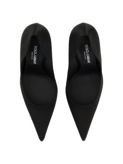 Dolce & Gabbana Silk Satin Pointed Toe Pumps With Transparent Stiletto Heel In Black