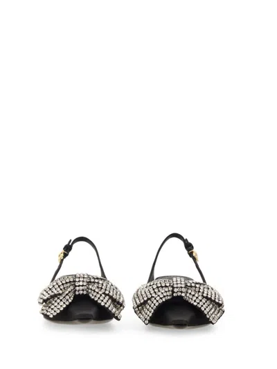 Dolce & Gabbana Satin Sling-back With Rhinestone Embroidery In Black