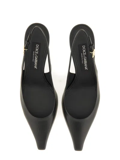 Dolce & Gabbana Tortoiseshell-print Patent Leather Slingbacks In Black