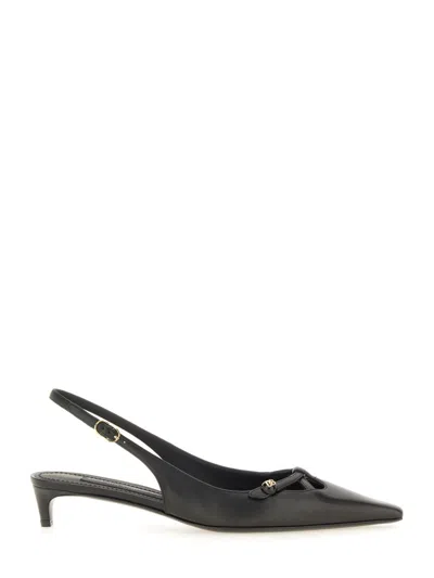 Dolce & Gabbana Mun 30 Croc-embossed Leather Slingback Pumps In Black