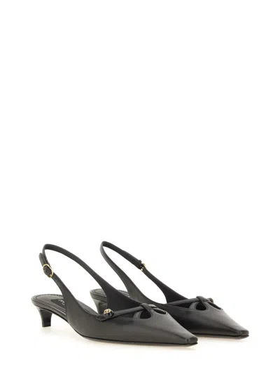 Dolce & Gabbana Mun 30 Croc-embossed Leather Slingback Pumps In Black