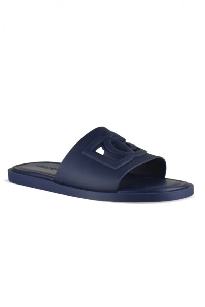 Dolce & Gabbana Dg Rubber Slides In Blue