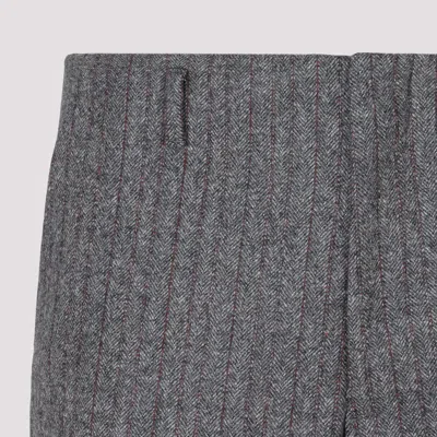 Dries Van Noten Wool Pinstriped Pants 4 Pockets In Gray