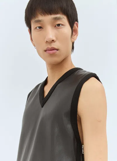 Dries Van Noten Men Leather And Knit Vest In Black