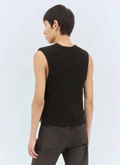 Dries Van Noten Men Leather And Knit Vest In Black
