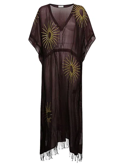Dries Van Noten Cotton And Silk Embroidered Kaftan In Multicolor