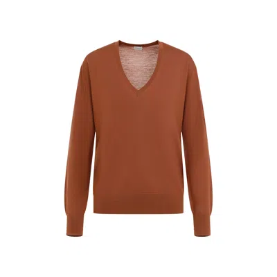 Dries Van Noten Tuomas Pullover In Fine Merino Wool In Brown