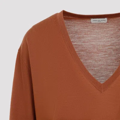 Dries Van Noten Tuomas Pullover In Fine Merino Wool In Brown