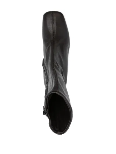 Dries Van Noten Leather Wedge Ankle Boots Shoes In Multicolor