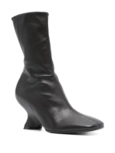Dries Van Noten Leather Wedge Ankle Boots Shoes In Multicolor