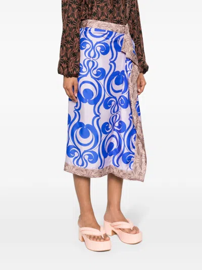 Dries Van Noten Sole Bis Silk Wrap Midi Skirt In Multicolor