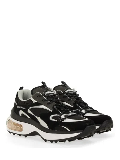 Dsquared2 Bubble Black Suede And Mesh Running Sneakers In Black