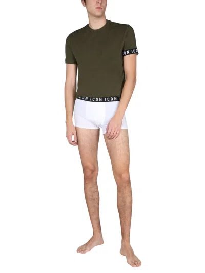 Dsquared2 Logo Boxer Shorts With Elastic Waistband In White