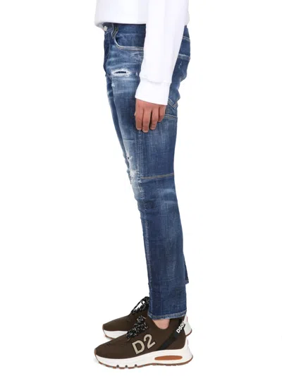 Dsquared2 Stylish Distressed Jeans With Contrast Stitching In Blue