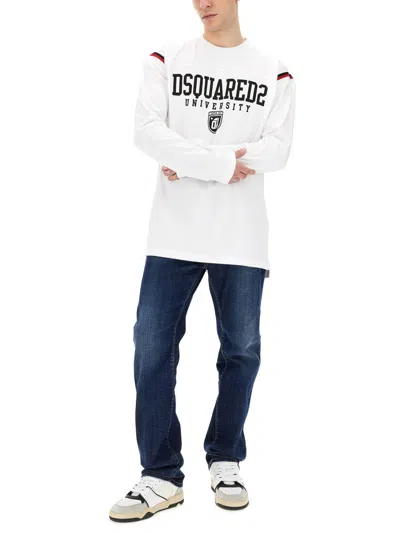Dsquared2 Varsity Logo Long Sleeved T-shirt In White