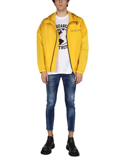 Dsquared2 Dsquared Men Windbreaker With Logo In Yellow