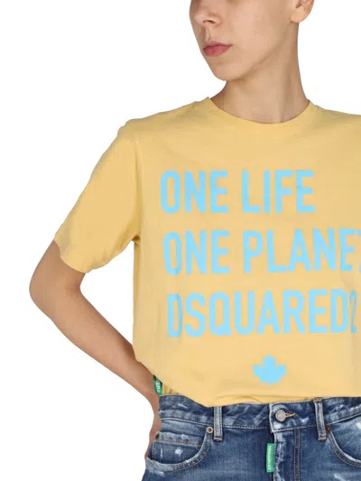 Dsquared2 One Life One Planet T-shirt In Yellow