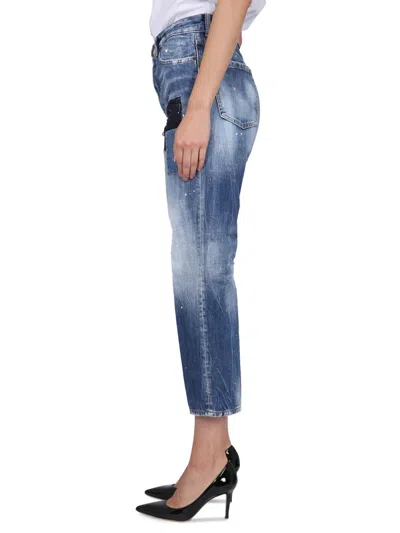 Dsquared2 Paint-splatter Straight-leg Jeans In Blue