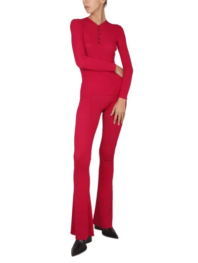 Dsquared2 Flared Ribbed Elastic Waistband Trousers In Pink