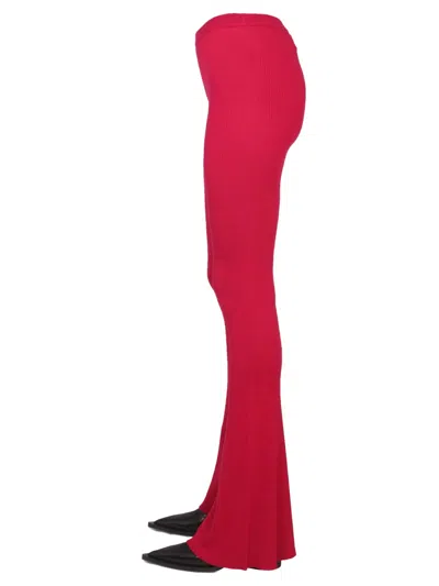 Dsquared2 Flared Ribbed Elastic Waistband Trousers In Pink