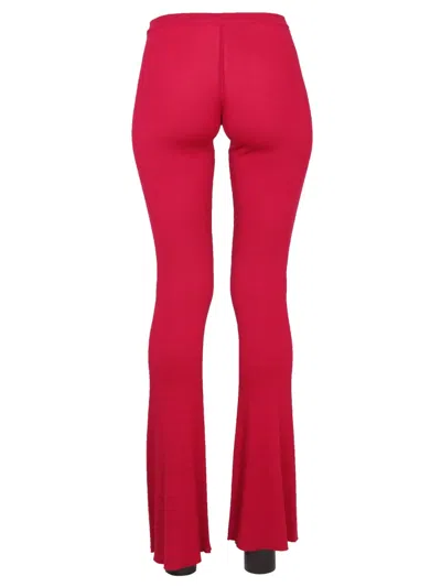 Dsquared2 Flared Ribbed Elastic Waistband Trousers In Pink