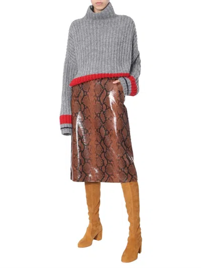 Dsquared2 Dsquared Women Python Print Skirt In Brown