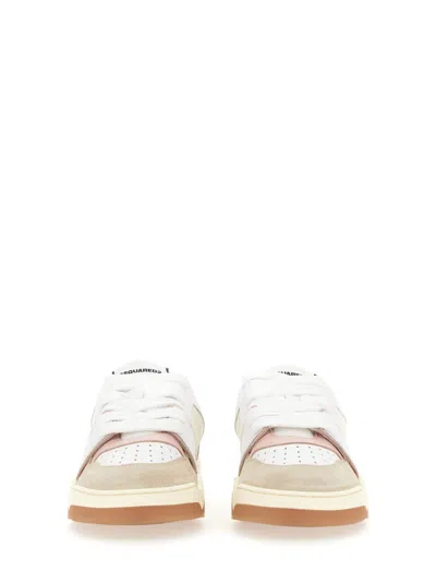 Dsquared2 Textured Leather And Polyamide Sneakers In Multicolor