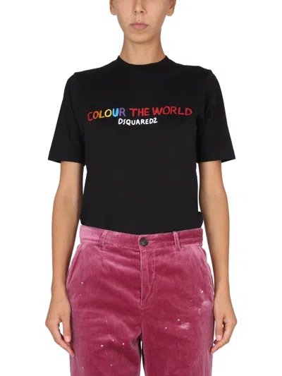 Dsquared2 Slogan-print T-shirt In Black