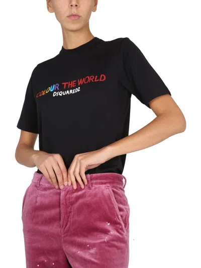 Dsquared2 Slogan-print T-shirt In Black