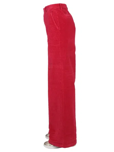 Dsquared2 Wide Leg Corduroy Trousers With High Waist In Red