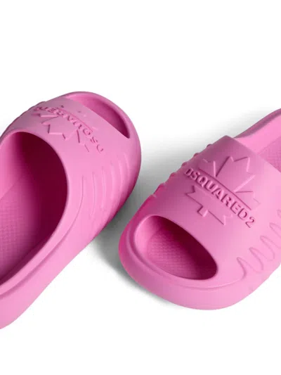 Dsquared2 Logo-embossed Open-toe Slides In Multicolor