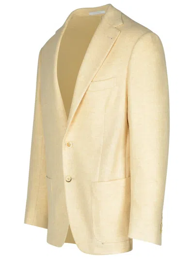 Eleventy Blazer In Cream Wool And Cashmere Blend Men In Cream