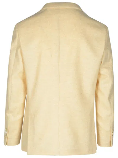 Eleventy Blazer In Cream Wool And Cashmere Blend Men In Cream