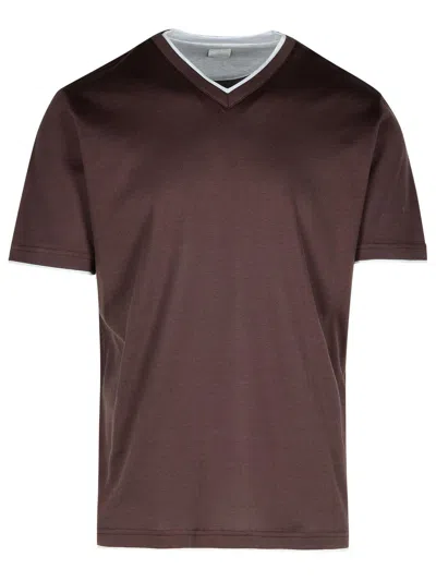 Eleventy Burgundy Cotton T-shirt Men In Multicolor